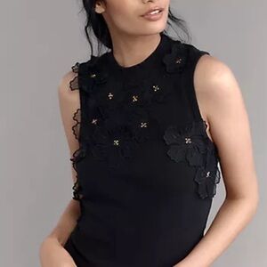 Anthropologie Sleeveless
3D Floral Appliqué Top